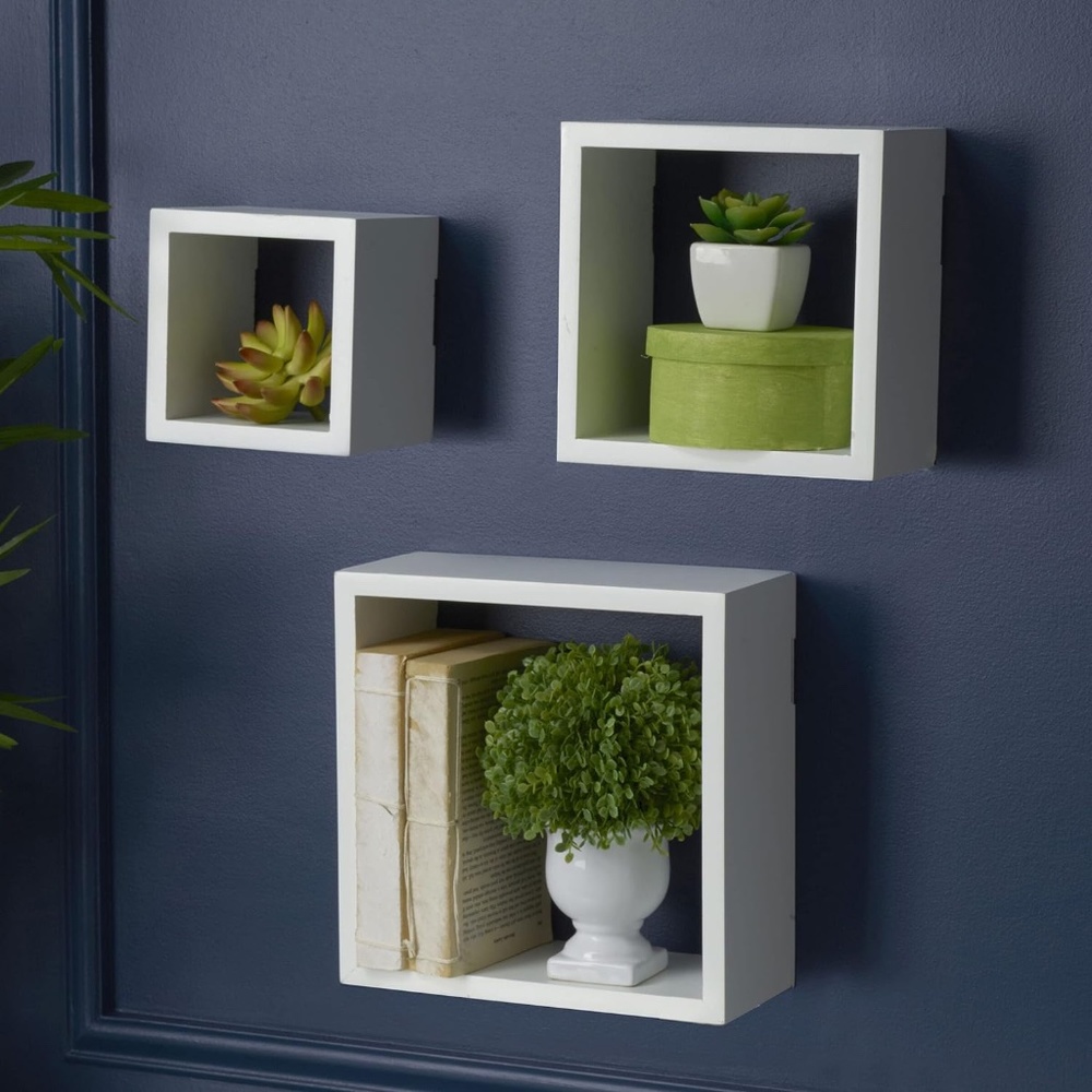 Floating Square Cube Shelves, for Bedroom, Living Room, Bathroom,  3 Count